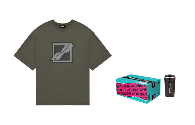 WE11DONE Classic Lightning Logo Print Olive Green Unisex T-Shirt. WD-TT1-21-539-U-KK 圖 3