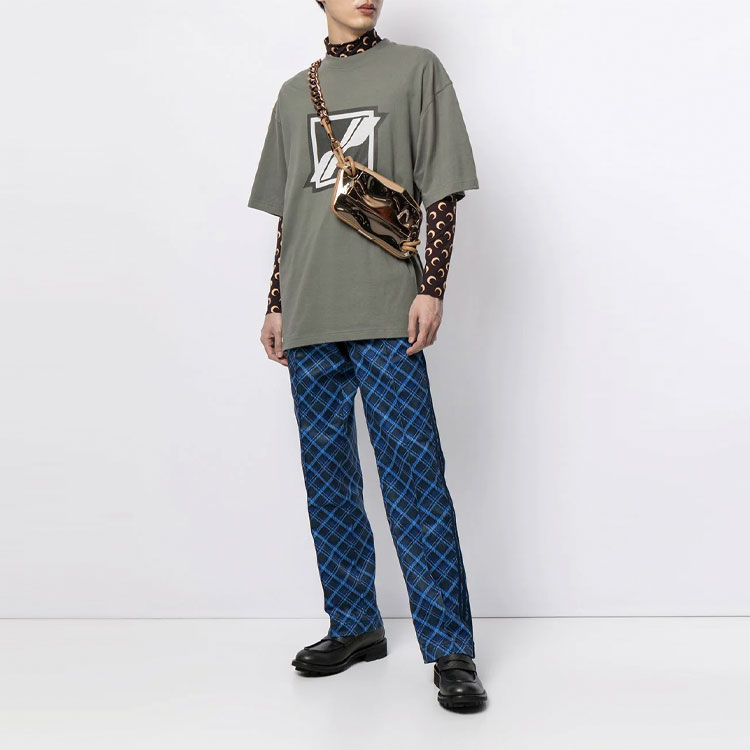 WE11DONE Classic Lightning Logo Print Olive Green Unisex T-Shirt. WD-TT1-21-539-U-KK 圖 4