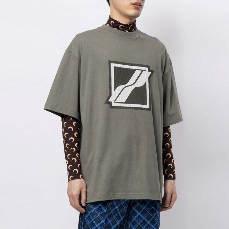 WE11DONE Classic Lightning Logo Print Olive Green Unisex T-Shirt. WD-TT1-21-539-U-KK 圖 6