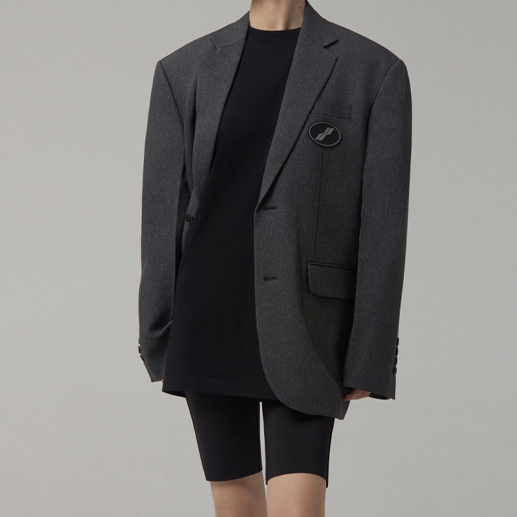 Details for WE11DONE クラシックロゴ ブレザー ユニセックス ブラック グレー ミニマリストデザイン WD-JK4-20-715-U-CH