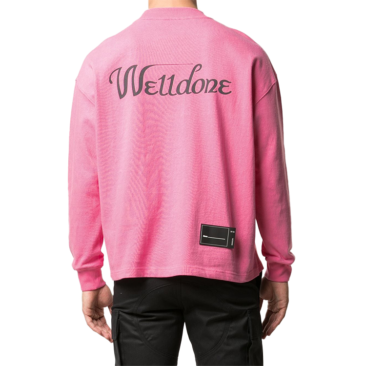 Lookbook WE11DONE 經典Logo粉色加大版長袖T恤 男女適用 WD-TP4-20-712-U-PK