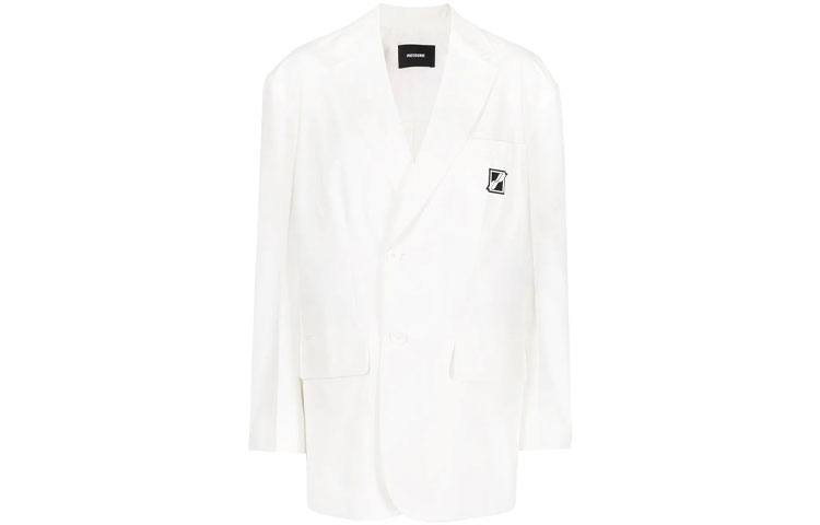 WE11DONE Classic Logo Patch Slim Blazer Unisex - White WD-JK1-21-014-U-WH