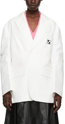 위론던 클래식 로고 패치 슬림 블레이저 유니섹스 - 화이트 WD-JK1-21-014-U-WH Shop 위론던 클래식 로고 패치 슬림 블레이저 유니섹스 - 화이트 WD-JK1-21-014-U-WH