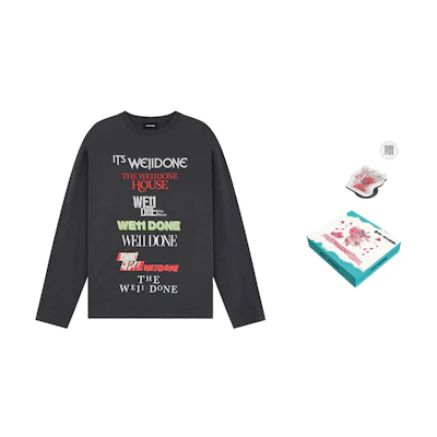 WE11DONE Classic Logo Printed Unisex Long Sleeve T-Shirt Grey WD-TT2-25-759-U-GY
