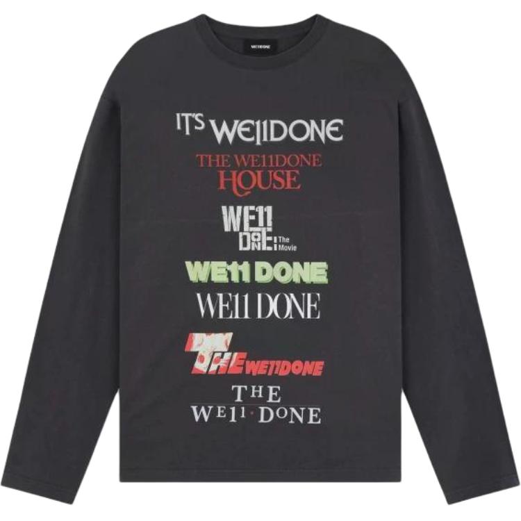 Order WE11DONE 클래식 로고 프린트 유니섹스 긴팔 티셔츠 그레이 WD-TT2-25-759-U-GY