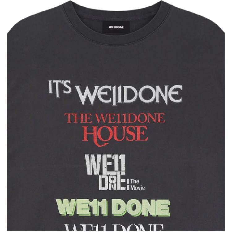 Shop WE11DONE 클래식 로고 프린트 유니섹스 긴팔 티셔츠 그레이 WD-TT2-25-759-U-GY