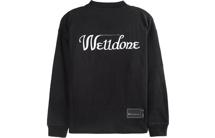 Lookbook 위돈 클래식 오버사이즈 로고 긴팔 티셔츠 유니섹스 - 블랙 WD-TP4-20-712-U-BK