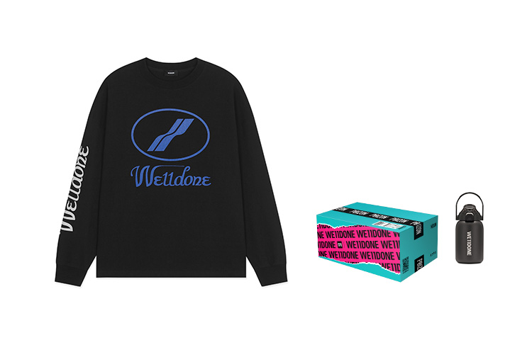 Shop 위돈 클래식 오버사이즈 로고 긴팔 티셔츠 유니섹스 - 블랙 WD-TP4-20-712-U-BK