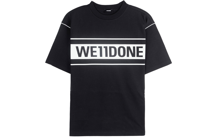 Buy WE11DONE 经典反光标志男女同款黑色短袖T恤 WD-TP5-19-940-BK