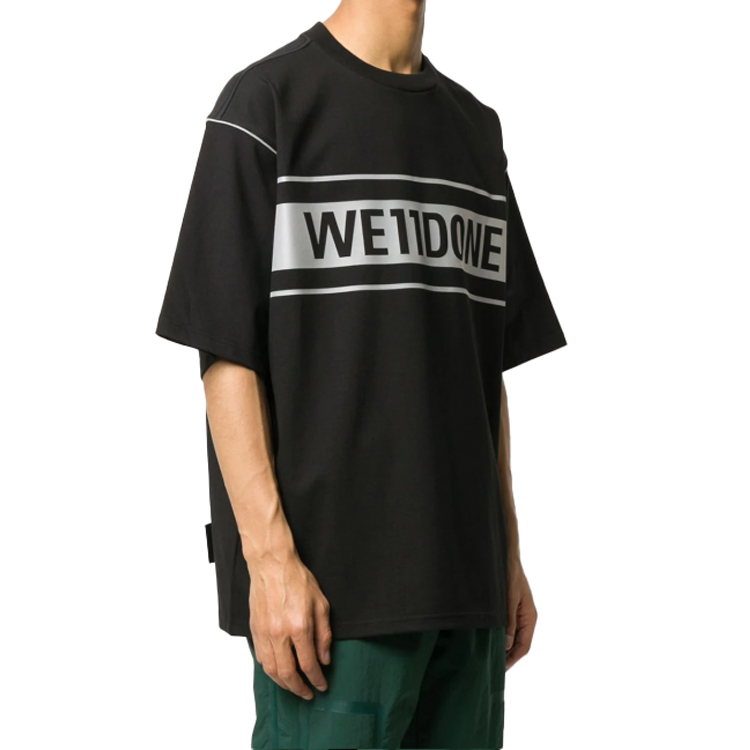 Purchase WE11DONE 经典反光标志男女同款黑色短袖T恤 WD-TP5-19-940-BK