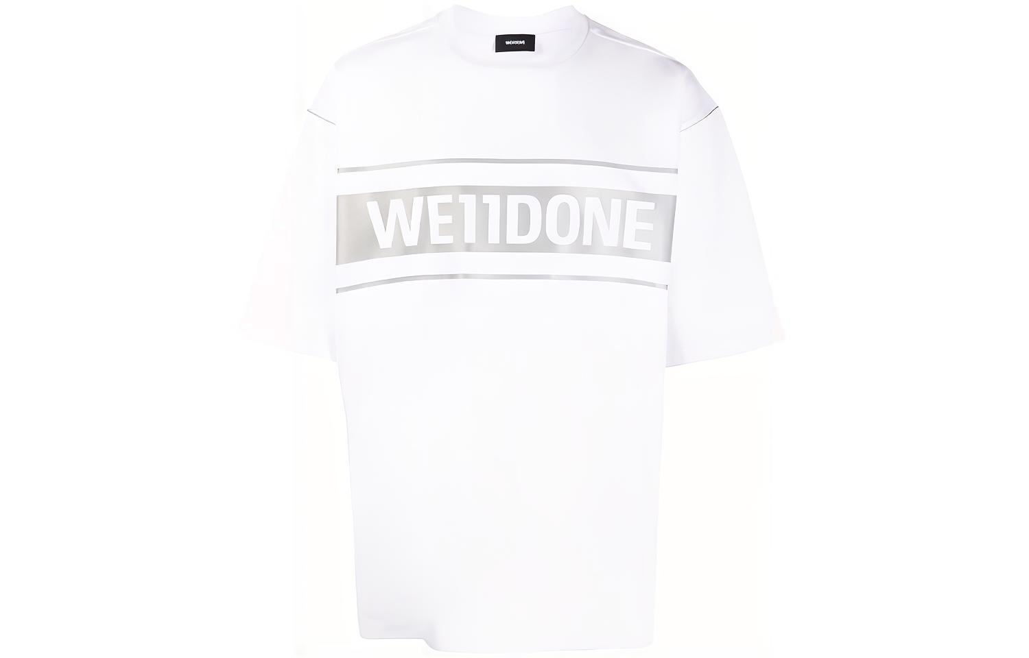 WE11DONE Classic Reflective Logo Unisex Printed T-Shirt White. WD-TP5-19-940-WH