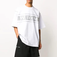 Shop WE11DONE 經典反光 Logo 男女同款白色印花 T 恤。 WD-TP5-19-940-WH