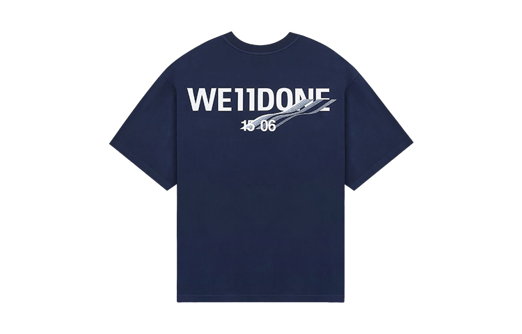 Sizing WE11DONE Classic Wave Logo Unisex Crewneck T-Shirt WD-TT1-23-992