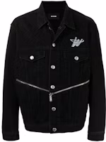 WE11DONE Classic WD Logo Zip Denim Jacket Black Unisex Fall Collection. WD-DJ6-20-060-U-BK WE11DONE Classic WD Logo Zip Denim Jacket Black Unisex Fall Collection. WD-DJ6-20-060-U-BK