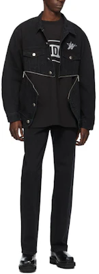 WE11DONE Classic WD Logo Zip Denim Jacket Black Unisex Fall Collection. WD-DJ6-20-060-U-BK Lookbook WE11DONE Classic WD Logo Zip Denim Jacket Black Unisex Fall Collection. WD-DJ6-20-060-U-BK