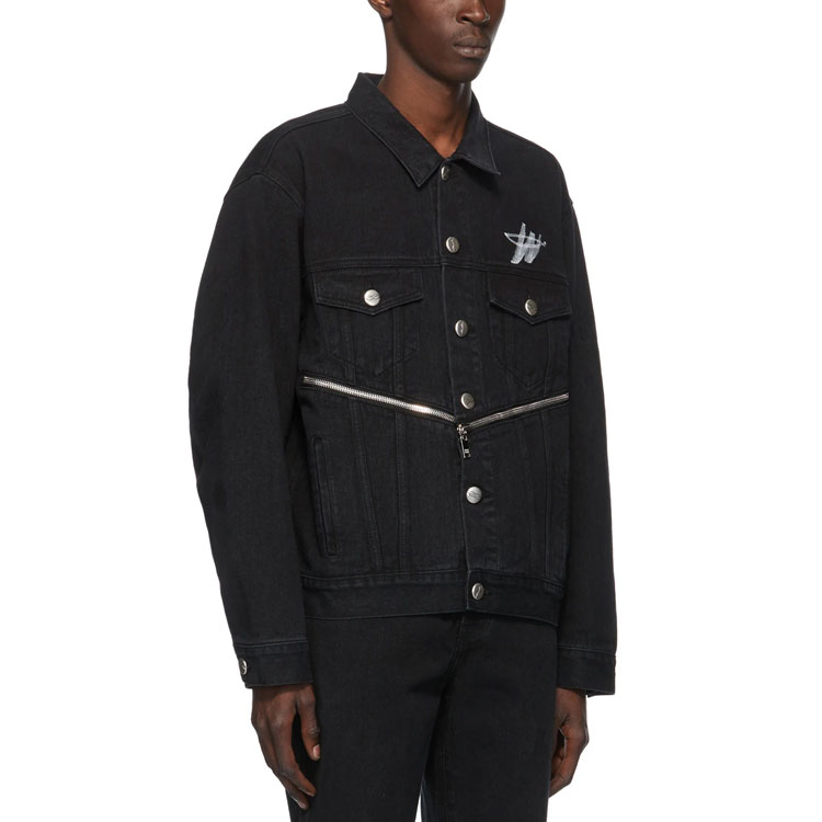 WE11DONE Classic WD Logo Zip Denim Jacket Black Unisex Fall Collection. WD-DJ6-20-060-U-BK 圖 4