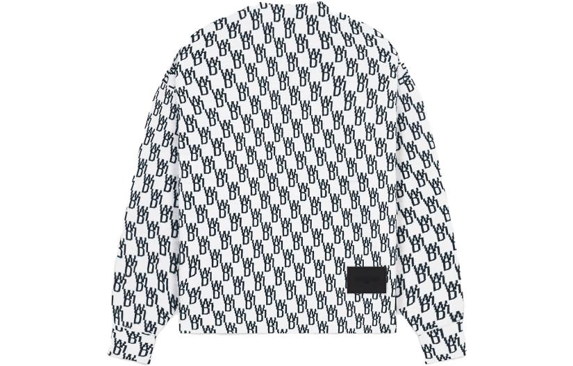 Lookbook ウィー11ダン カラーブロック ロゴ ジャカード Vネック セーター ユニセックス ホワイト WD-KC9-20-184-U-IV