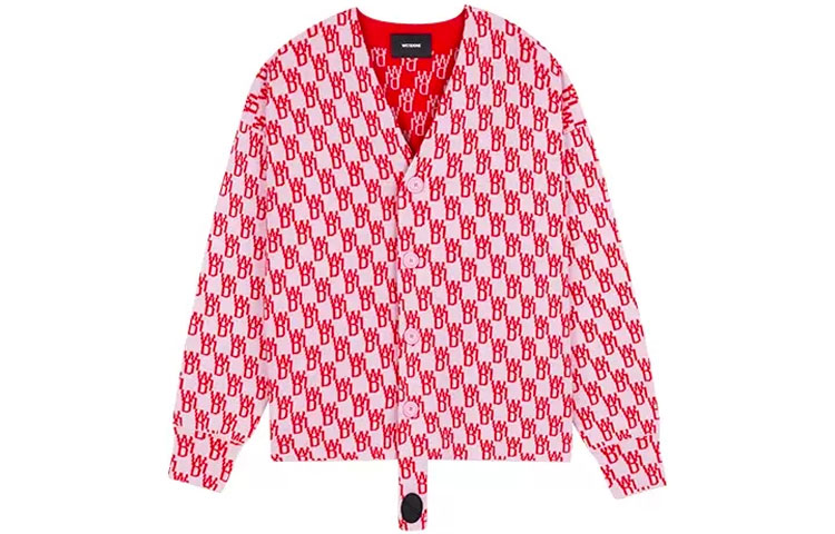 WE11DONE Contrast Logo Jacquard Wool Knit V-Neck Sweater Unisex. WD-KC9-20-184-U-PK