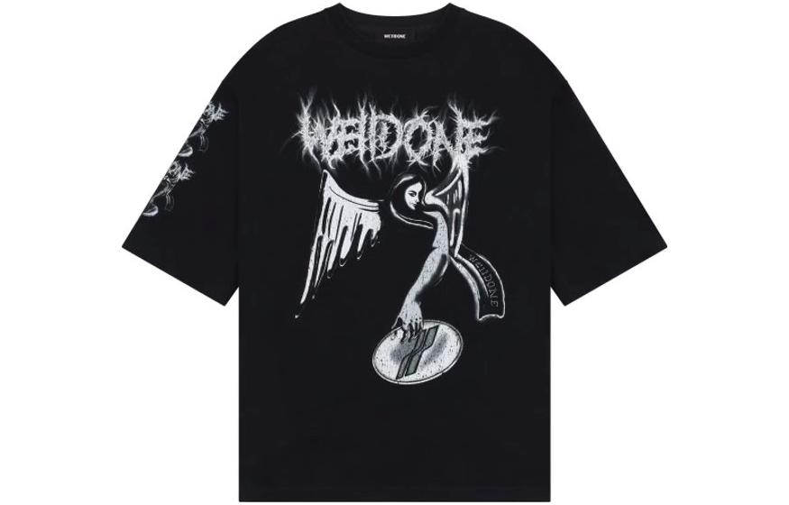 WE11DONE Cracked Angel Graphic Unisex Black T-Shirt. WD-TT3-23-783-U-BK 圖 2