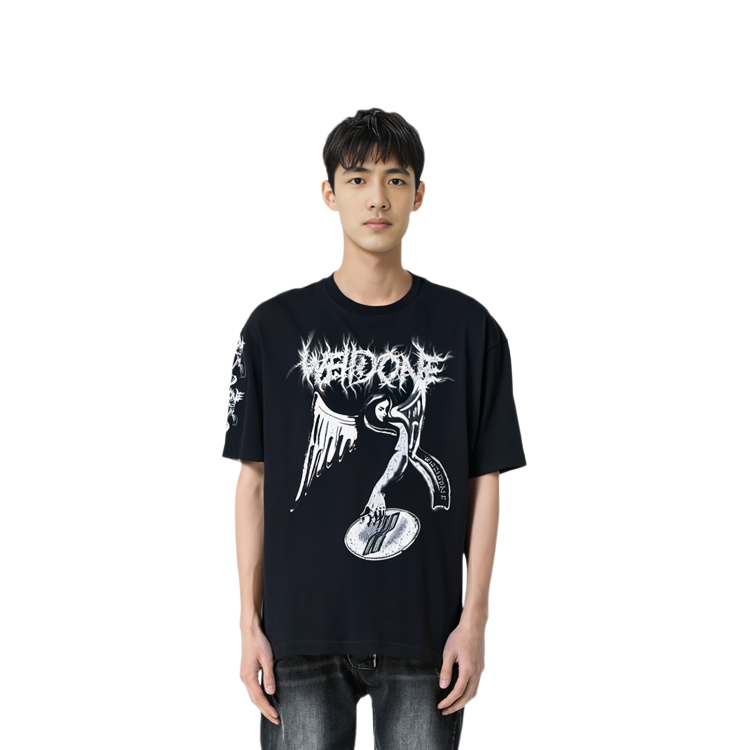 WE11DONE Cracked Angel Graphic Unisex Black T-Shirt. WD-TT3-23-783-U-BK 圖 3