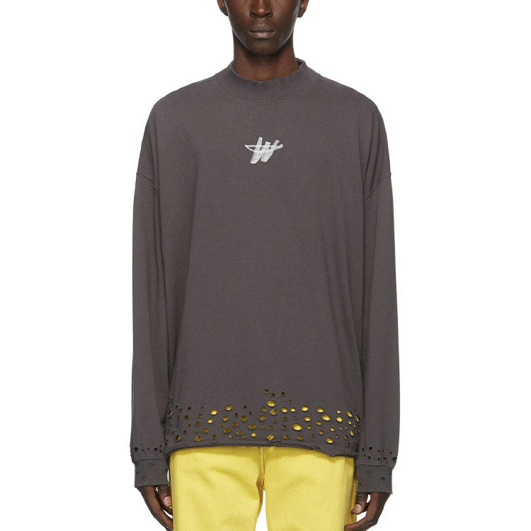 Shop WE11DONE Logo "WD" Baju Lengan Panjang Unisex Kelabu Crewneck WD-TP6-20-001-U-CH