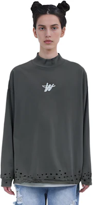 WE11DONE Logo "WD" Baju Lengan Panjang Unisex Kelabu Crewneck WD-TP6-20-001-U-CH Sizing WE11DONE Logo "WD" Baju Lengan Panjang Unisex Kelabu Crewneck WD-TP6-20-001-U-CH