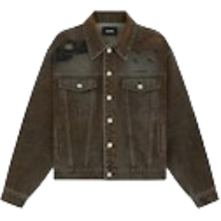 WE11DONE Distressed Brown Denim Jacket Unisex - Long Sleeve Single-Breasted WD-DJ2-24-399-M-BK 圖 2