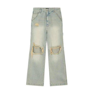 WE11DONE Distressed Detail Ripped Pocket Jeans Light Blue WD-DP2-24-319-M-SK