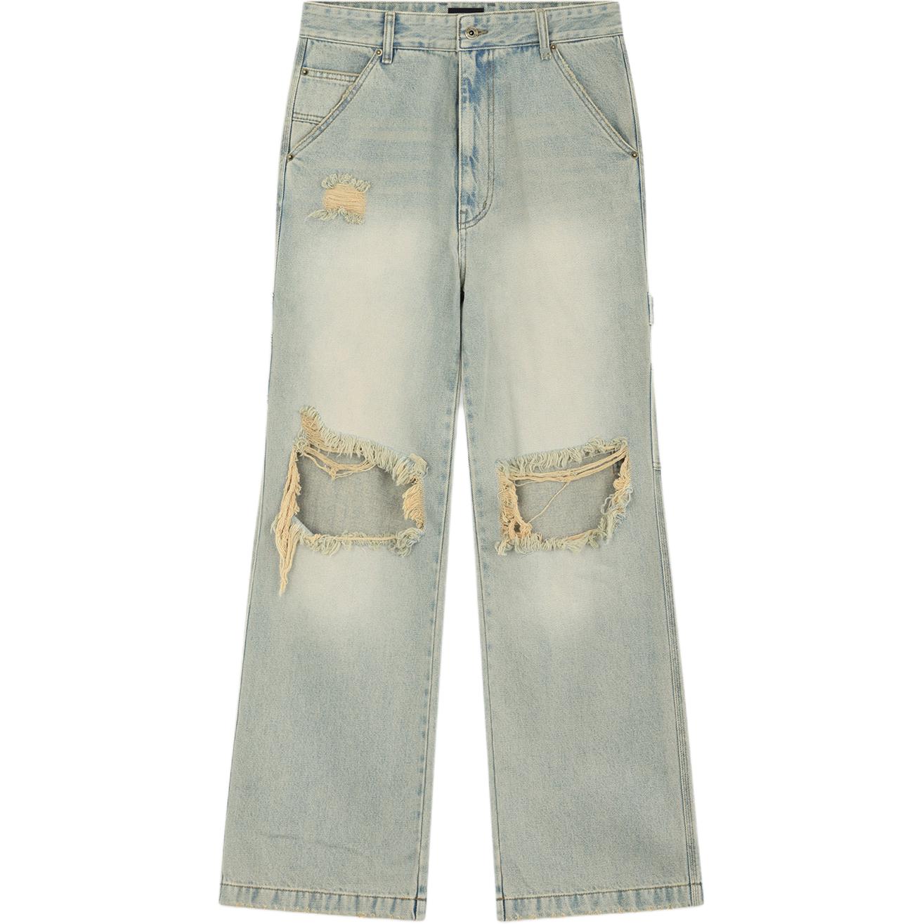 Order WE11DONE 仿舊破洞細節淺藍牛仔褲 WD-DP2-24-319-M-SK