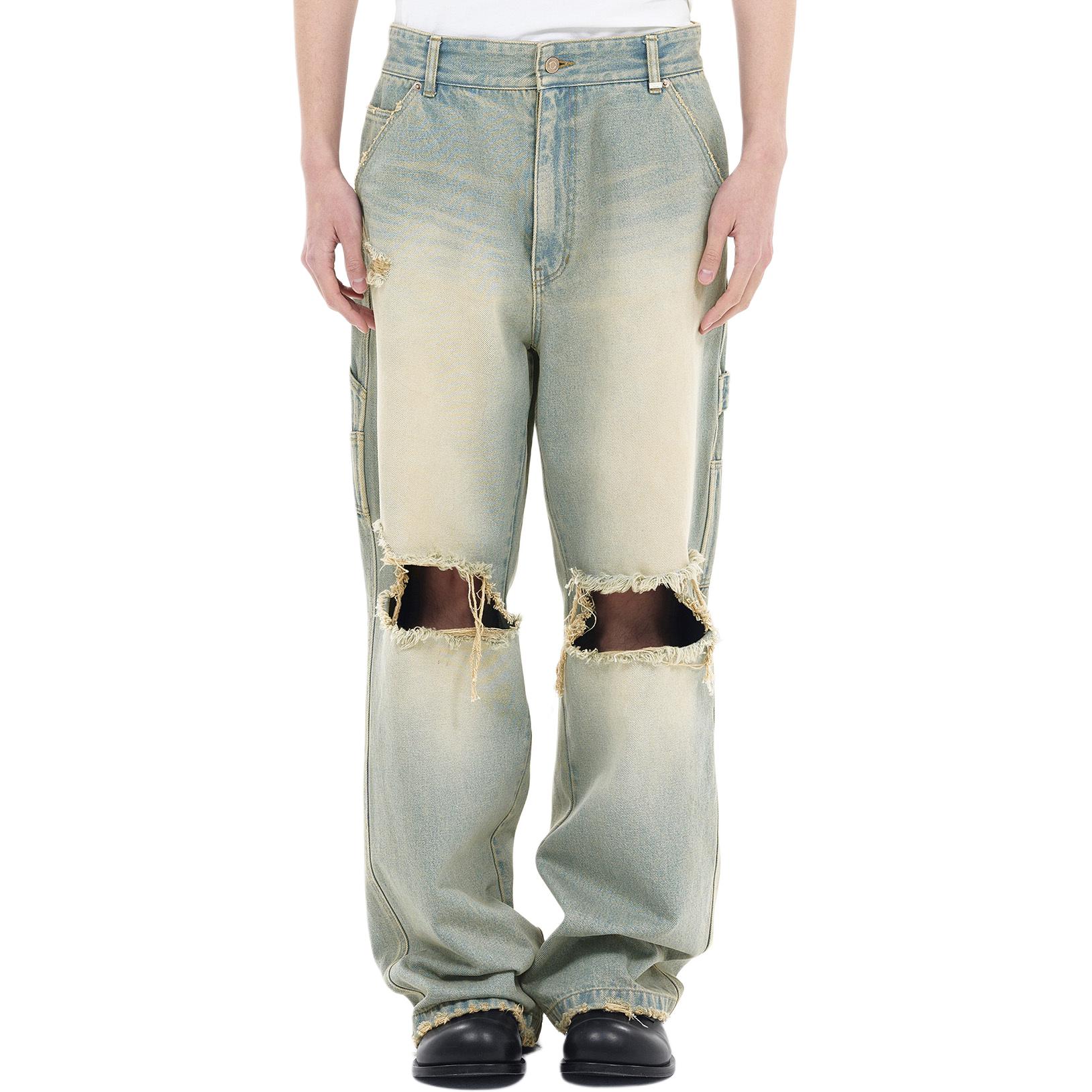 Shop WE11DONE 仿舊破洞細節淺藍牛仔褲 WD-DP2-24-319-M-SK