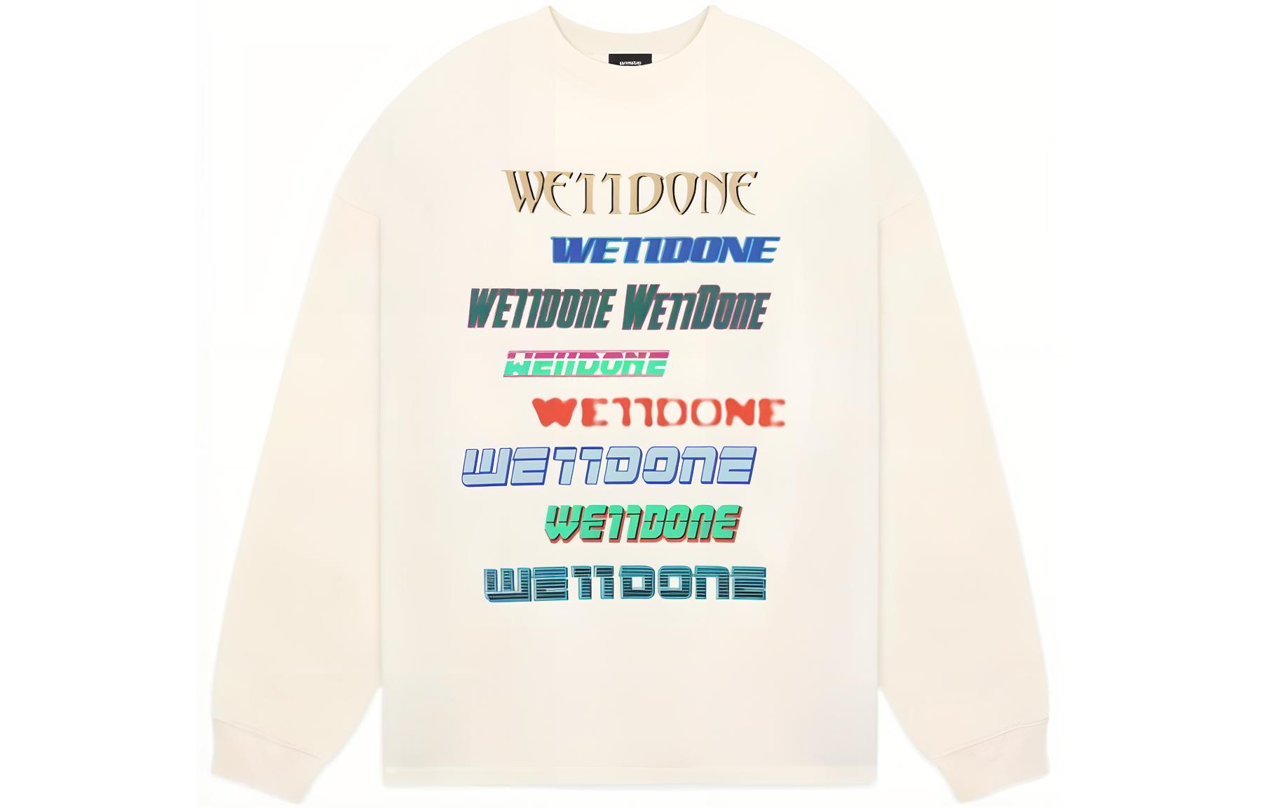 WE11DONE Dopamine Series Logo Rainbow Print Crewneck Sweatshirt Unisex White WD-TT1-22-848-U-WH