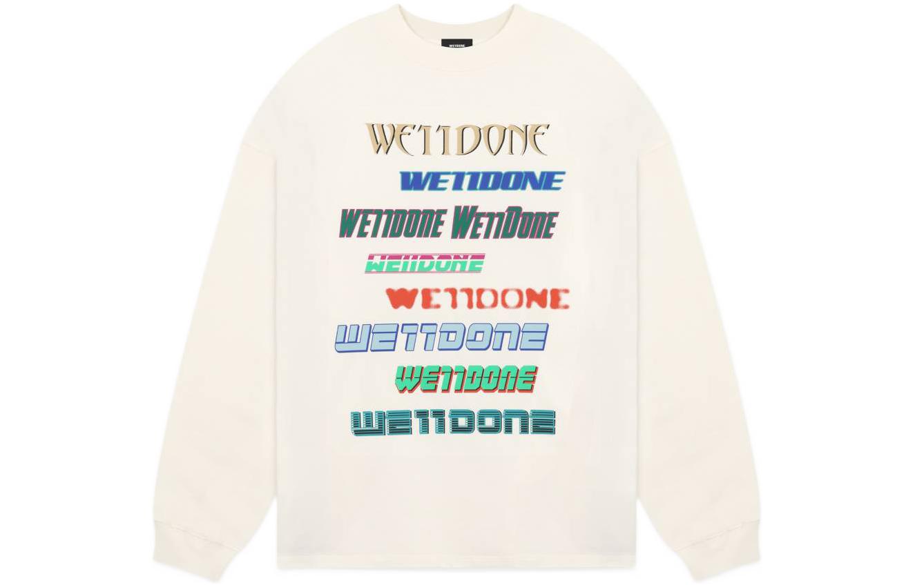 Order WE11DONE Dopamine系列彩虹標誌印花白色男女款圓領長袖T恤 WD-TT1-22-848-U-WH