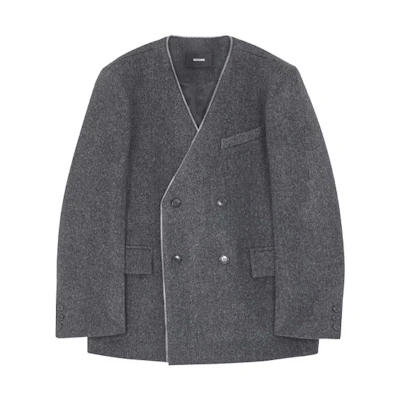 WE11DONE Double-Breasted V-Neck Blazer Jacket - Grey WD-JK3-21-099-M-DG