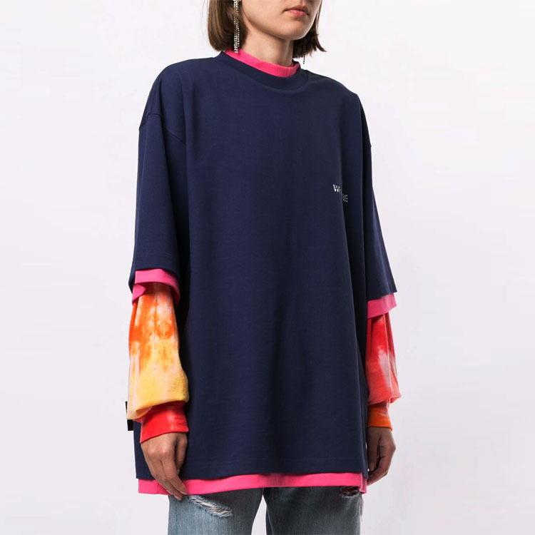 Purchase WE11DONE Double-Sided Logo Layered T-Shirt Unisex Navy Blue. WD-TP6-20-030-U-NV