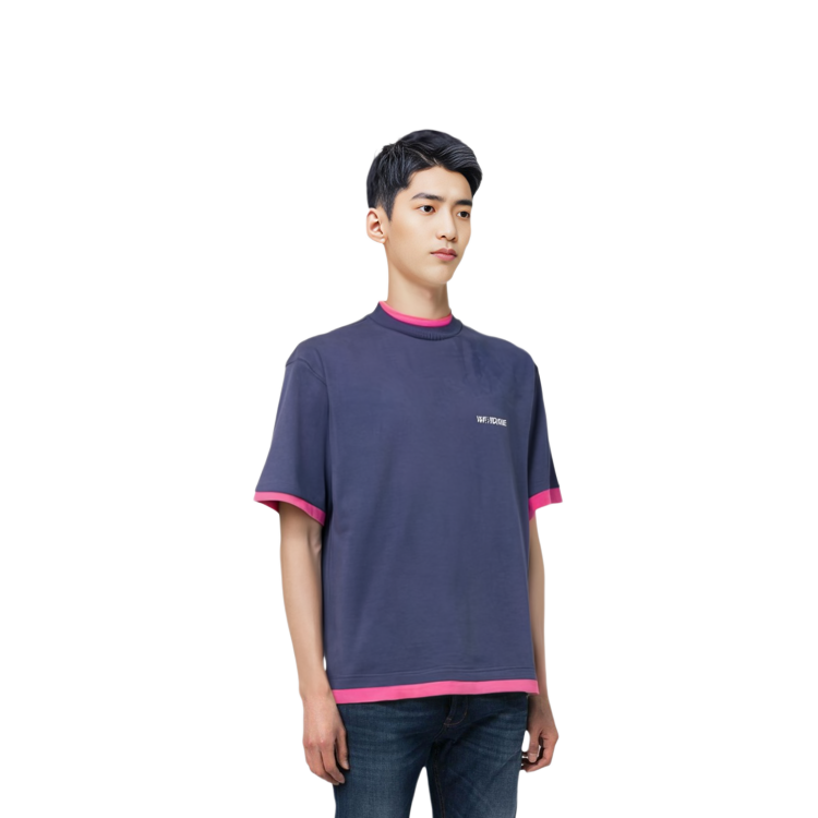 Sizing WE11DONE Double-Sided Logo Layered T-Shirt Unisex Navy Blue. WD-TP6-20-030-U-NV