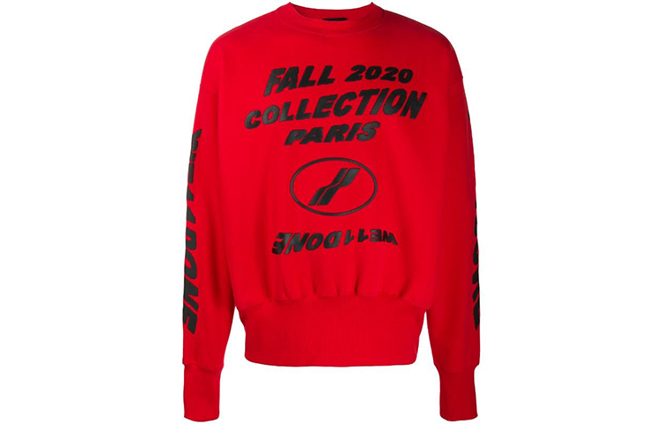 WE11DONE Embossed Logo Fleece Pullover Unisex Red Sweatshirt WD-TS8-20-100-U-RD