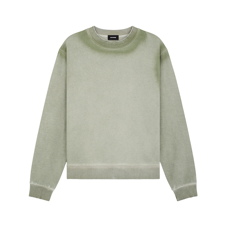 WE11DONE Embroidered Logo Gradient Washed Sweatshirt Unisex Khaki. WD-TS2-24-721-U-KK