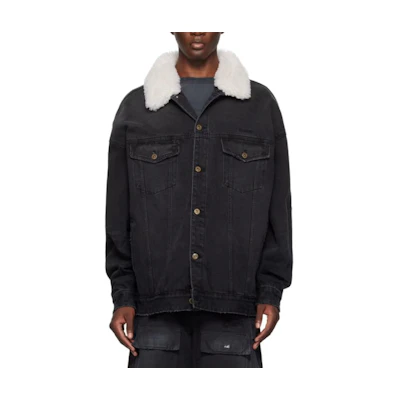 WE11DONE Embroidered Logo Long Sleeve Button-Up Jacket Black Men’s WD-DJ2-24-363-U-BK