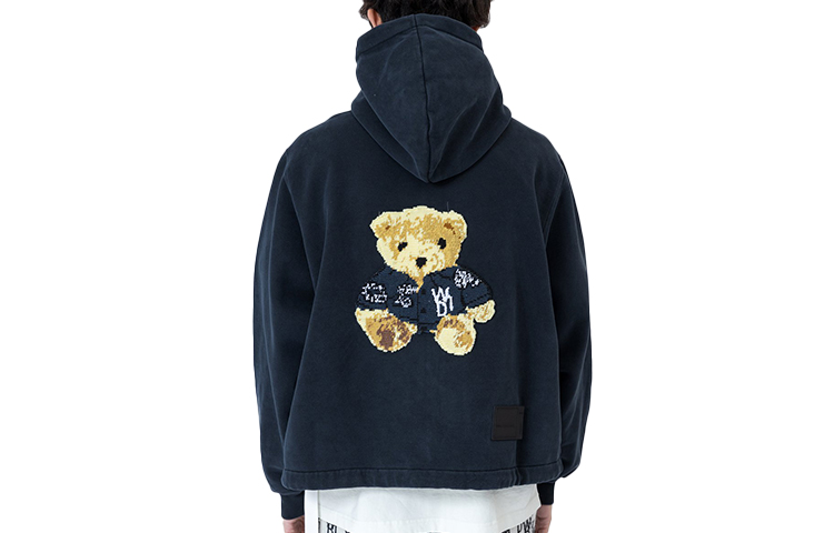 WE11DONE Embroidered Teddy Cartoon Unisex Sweatshirt Navy Blue WD-TH9-20-124-U-NV