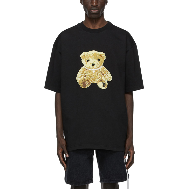 WE11DONE Embroidered Teddy Oversized Unisex Black T-Shirt. WD-TT9-20-122-U-BK 圖 3