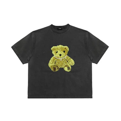 WE11DONE Embroidered Teddy T-Shirt Unisex - Charcoal. WD-TT9-20-122-U-CH