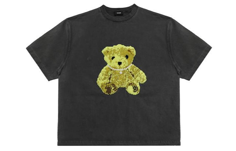 WE11DONE Embroidered Teddy T-Shirt Unisex - Charcoal. WD-TT9-20-122-U-CH 圖 2