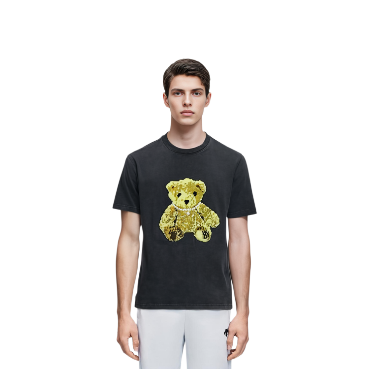 WE11DONE Embroidered Teddy T-Shirt Unisex - Charcoal. WD-TT9-20-122-U-CH 圖 5