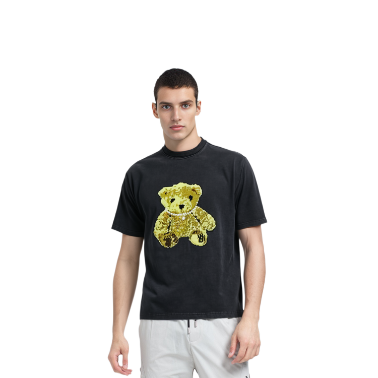 WE11DONE Embroidered Teddy T-Shirt Unisex - Charcoal. WD-TT9-20-122-U-CH 圖 6