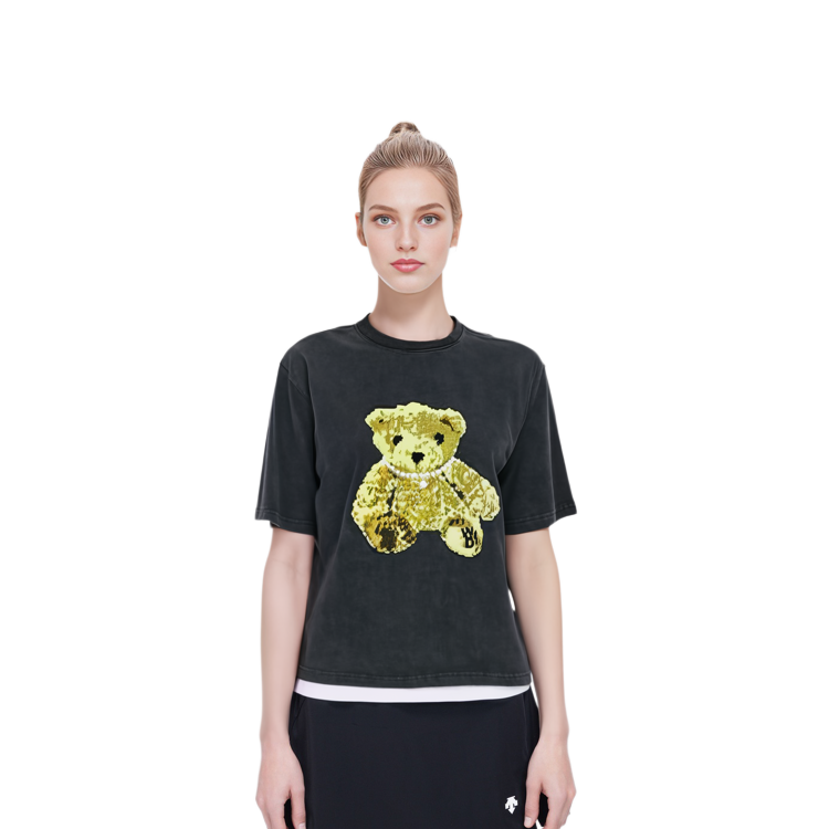 WE11DONE Embroidered Teddy T-Shirt Unisex - Charcoal. WD-TT9-20-122-U-CH 圖 7