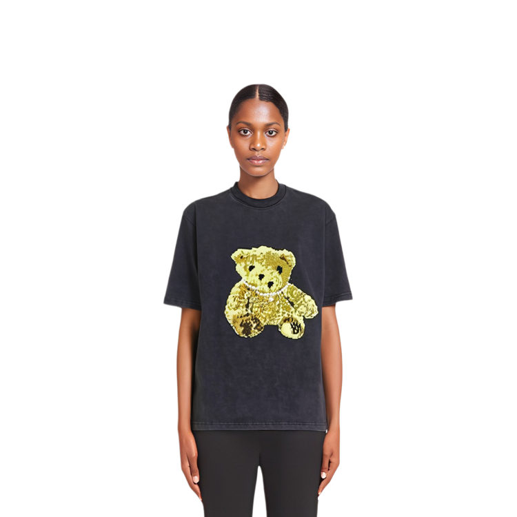 WE11DONE Embroidered Teddy T-Shirt Unisex - Charcoal. WD-TT9-20-122-U-CH 圖 8