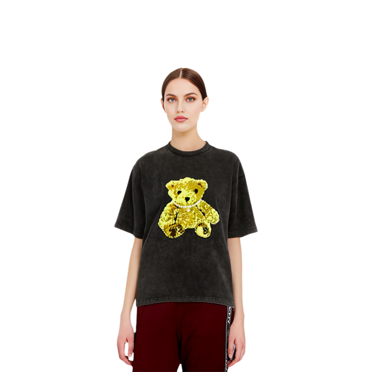 WE11DONE Embroidered Teddy T-Shirt Unisex - Charcoal. WD-TT9-20-122-U-CH 圖 9