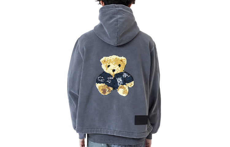 WE11DONE Embroidered Teddy Zip Hoodie Jacket Unisex Charcoal Color WD-TH9-20-124-U-CH