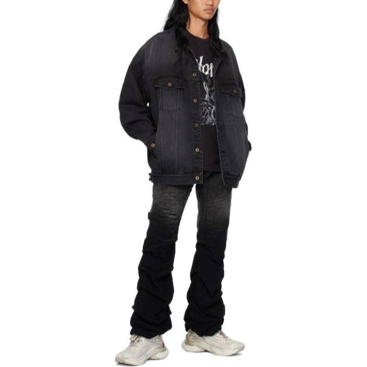 WE11DONE Faded Effect Oversized Denim Jacket Unisex Black WD-DJ2-24-353-U-BK 圖 5