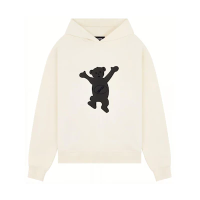 WE11DONE FFW22 Teddy Bear Graphic Hoodie Unisex White Pullover Long Sleeve. WD-TH3-22-723-U-IV
